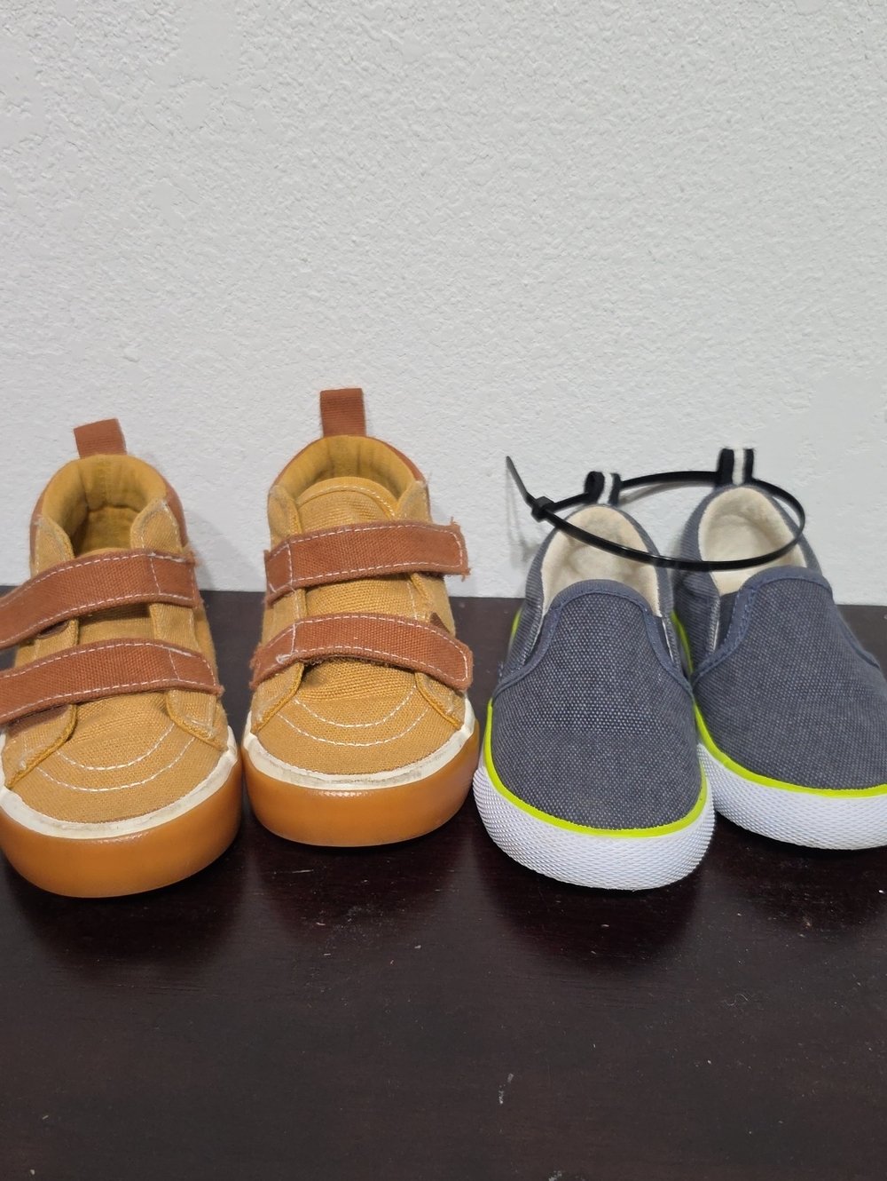 Cat & Jack Kids Velcro Sneakers in Mustard and Gray with Lime Accent